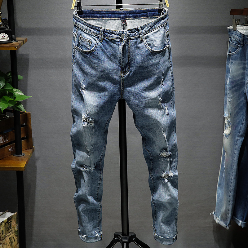 

2021 New Fake Designer Clothes Limited Men's Casual Men Quality Autumn Denim Hip Hop Work Long Trousers Straight 9i30, Blue