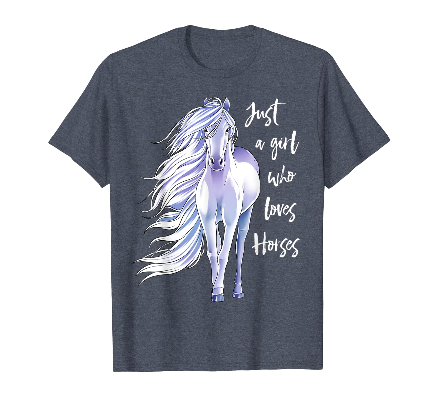 

Just A Girl Who Loves Horses Shirt Horse Riding Women Gifts, White;black