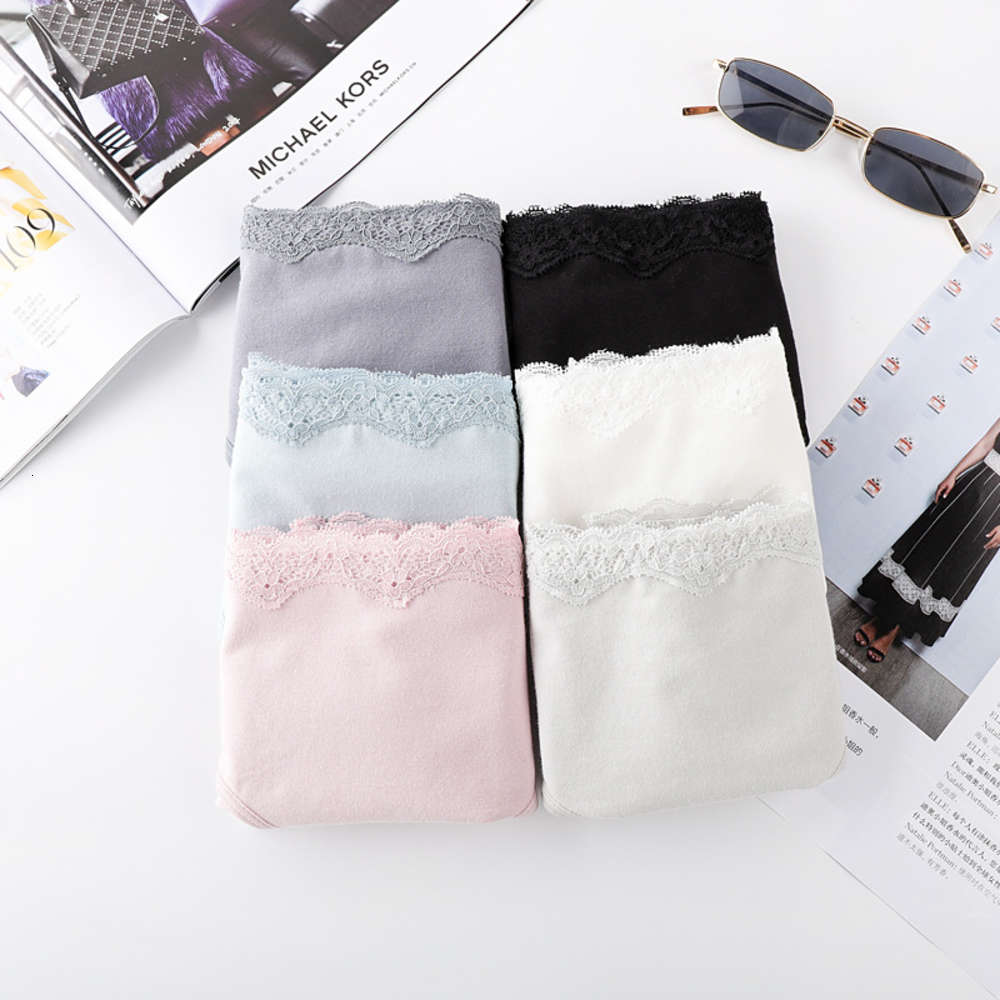 

Traceless underwear women's pure cotton crotch antibacterial girl middle waist large breathable lace thin in summer, Black;white
