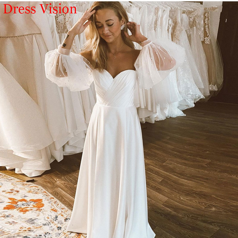 

2021 Off the Shoulder Mariee Vestido Wedding Lace Pearls Simple Robe De Soiree Bride to Be Y2d2, Same as image
