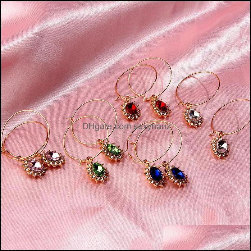 

Jewelry Hoop & Hie Flatfoosie Large Oval Crystal Gold Sier Color Metal Earring Shining Rhinestone Earrings For Women Girls Statement Drop De