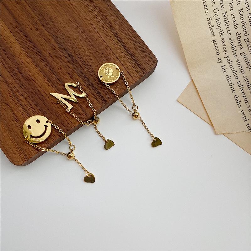 Cluster Rings OUFEI Adjustable Ring Stainless Steel Heart For Women Jewelry Good Luck Letter M Chain Pull Adjust Open Coin-image-702823686