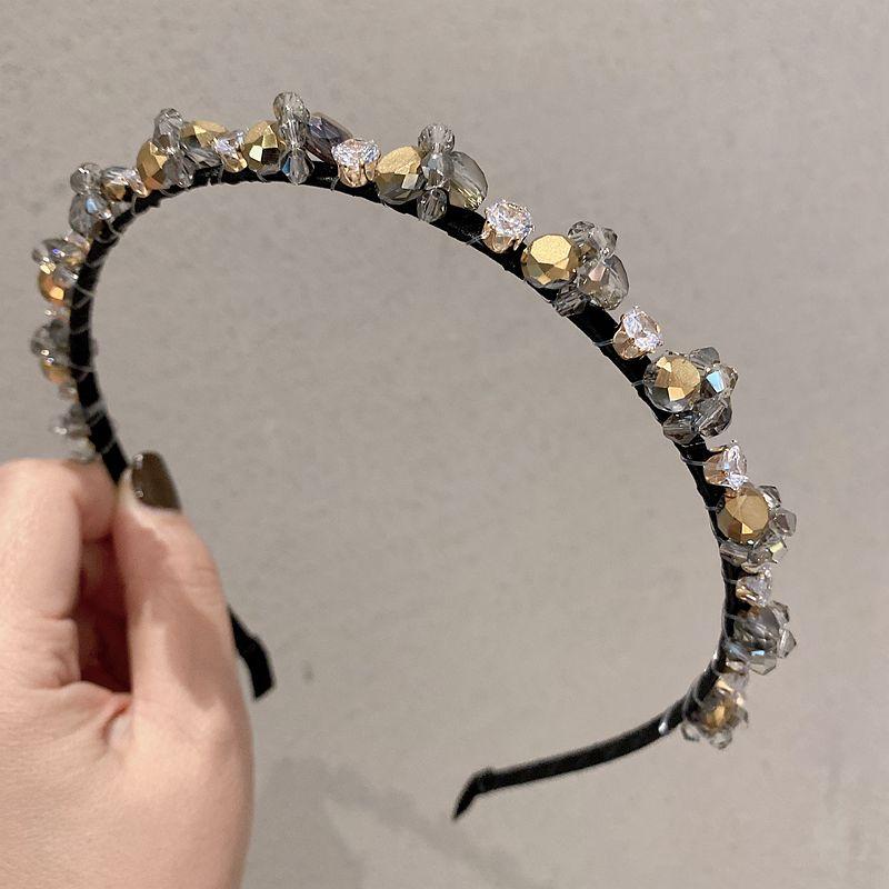 

Hair Clips & Barrettes Vintage Sweet Wind Hand Woven Crystal Rhinestone Hairpin Pressure Hoop, Golden;silver