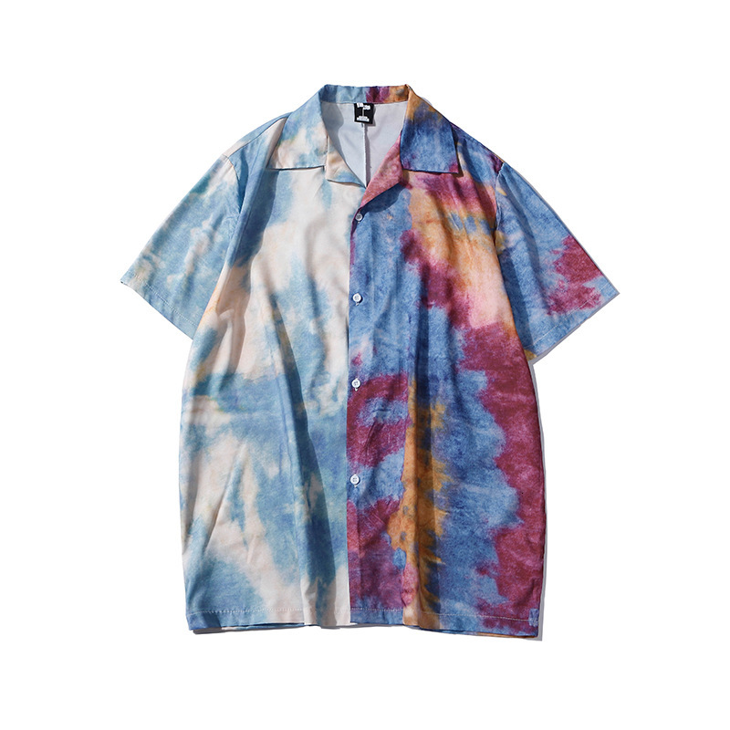 

2021 Summer Men Hawaiian Beach Short Sleeve Shirt Men's Vintage Style Tie Dye Shirts Oversized Color Matching Casual Tops N6tn, Zj238