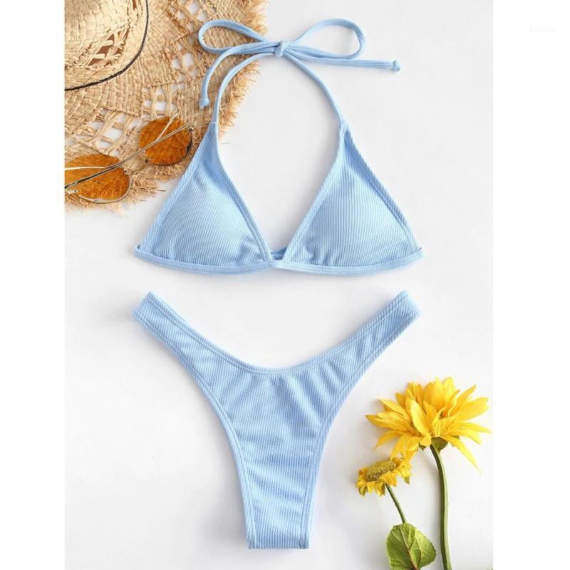 

Women Sexy Solid Bikini Set Push Up High Waisted Halter Two Piece Swimsuit Biquini Feminino Parte De Cima#g30 Women' Swimwear, Black
