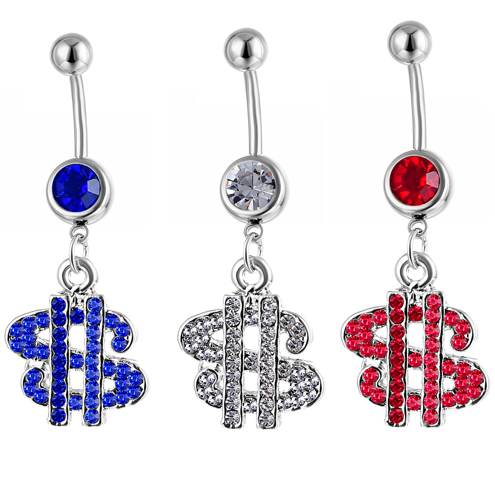 

D0080 Dollar Style Belly Navel Button Ring Mix Colors