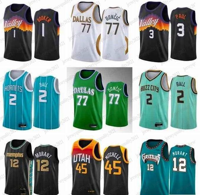 

LaMelo 2 Ball Ja 12 Morant jersey Donovan 45 Mitchell Luka 77 university Doncic Jerseys Devin 1 Booker Chris 3 Paul Basketball Jersey 2021