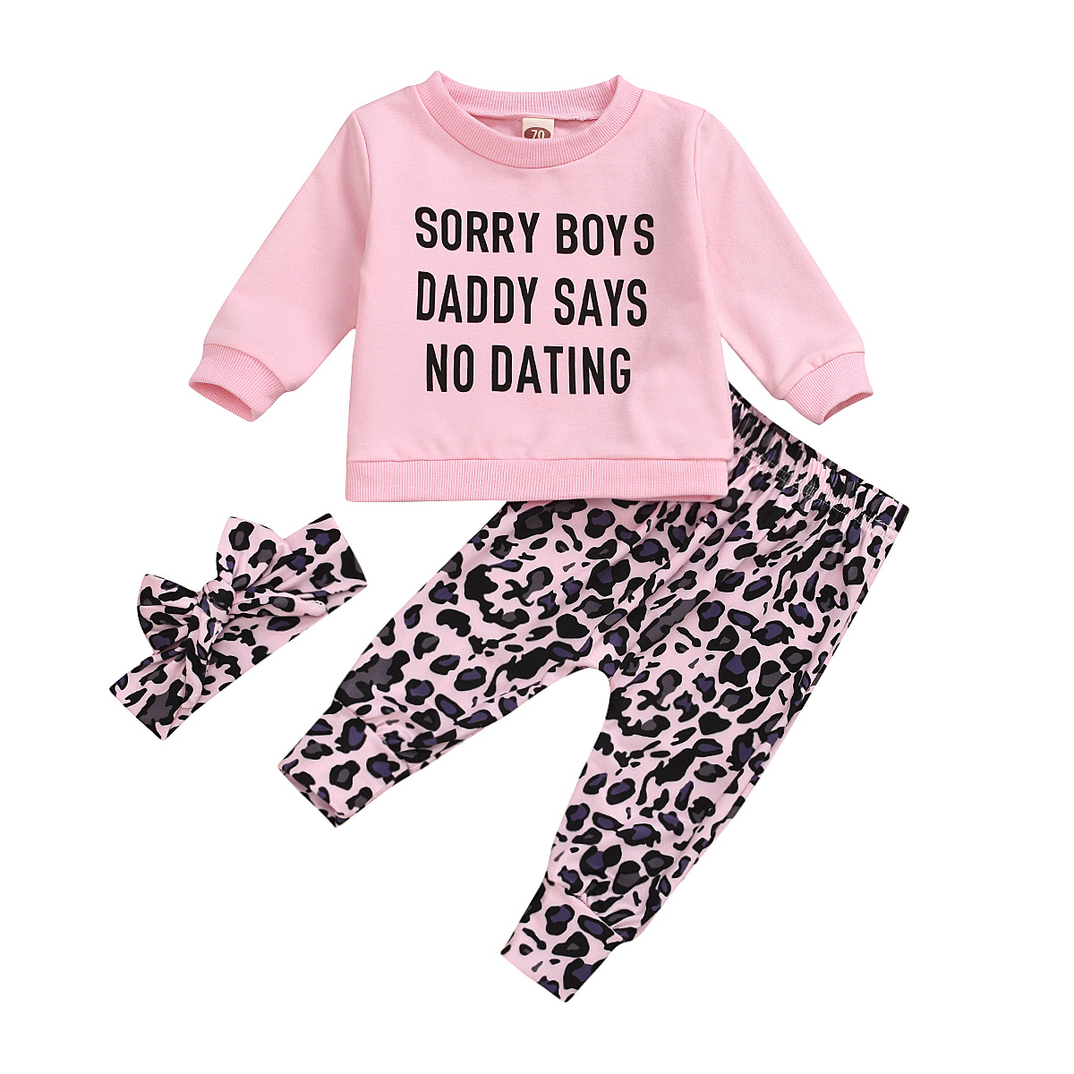 

Baby Kids Tops Pants Clothing Sets Letter Printing Long Sleeve Leopard Trousers Spring Autumn Girls Athletic & Outdoor Apparel 1~3 Years Old, White