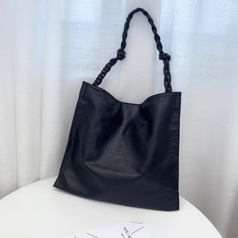 

Casual Woven women handbag Large capacity PU leather Women's big Totes female Shoulder bags black Bucket bags bolsas femininas
