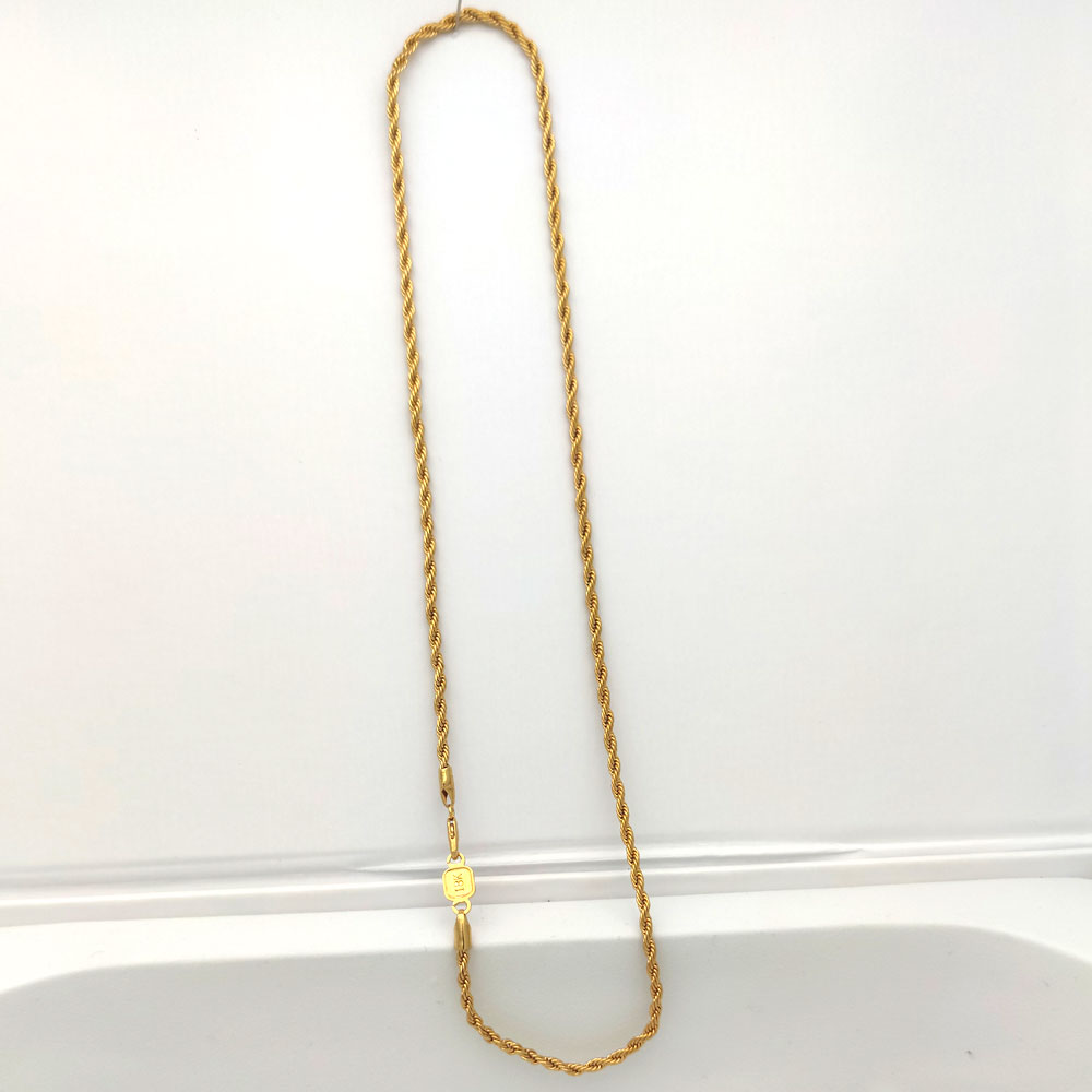 Rope Chain Necklace Connect Solid Fine Yellow 18ct THAI BAHT G/F Gold 3mm Thin Cut Women50CM 20INCH
