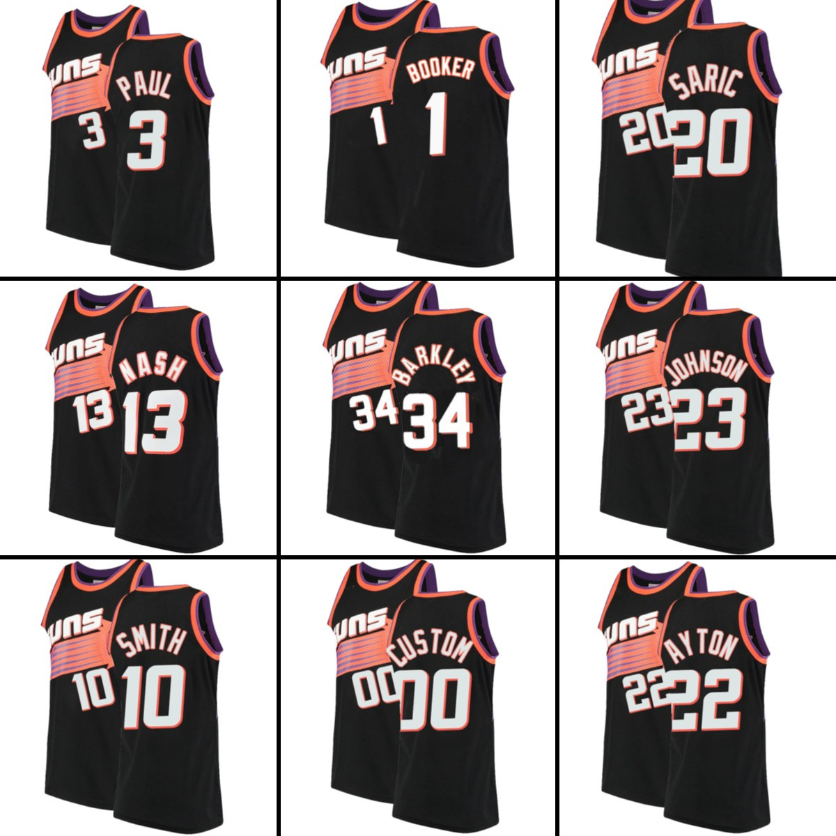 

Custom Devin 1 Booker Chris 3 Paul Basketball Jerseys Jae 99 Crowder Dario 20 Saric Mikal 25 Bridges Cameron 15 Payne 23 Johnson Stitched Jersey, Men