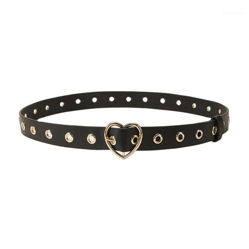 

Belts 2022 Women Fashion Love Heart Metal Buckle PU Leather Dress Belt, Black;brown