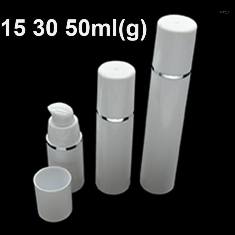 

Storage Bottles & Jars 30pcs Airless Pump Bottle Plastic Container White Empty Cosmetic Cylindrical Refill Tubes Silver Line Cap 15ml 30ml 5