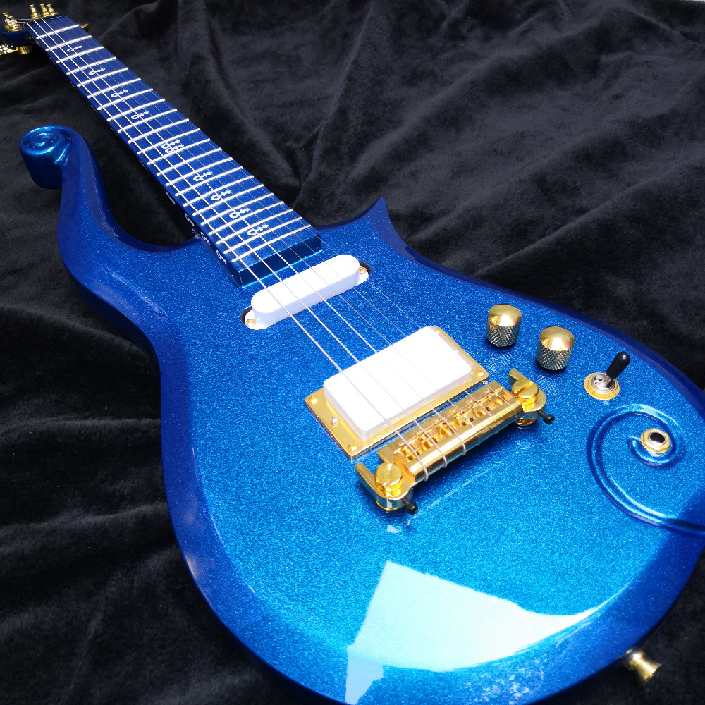 

Free Shipping Diamond Series Metallic Blue Prince Cloud Electric Guitar Alder Body, Maple Neck, Wrap Arround Tailpiece, Symbol Inlay