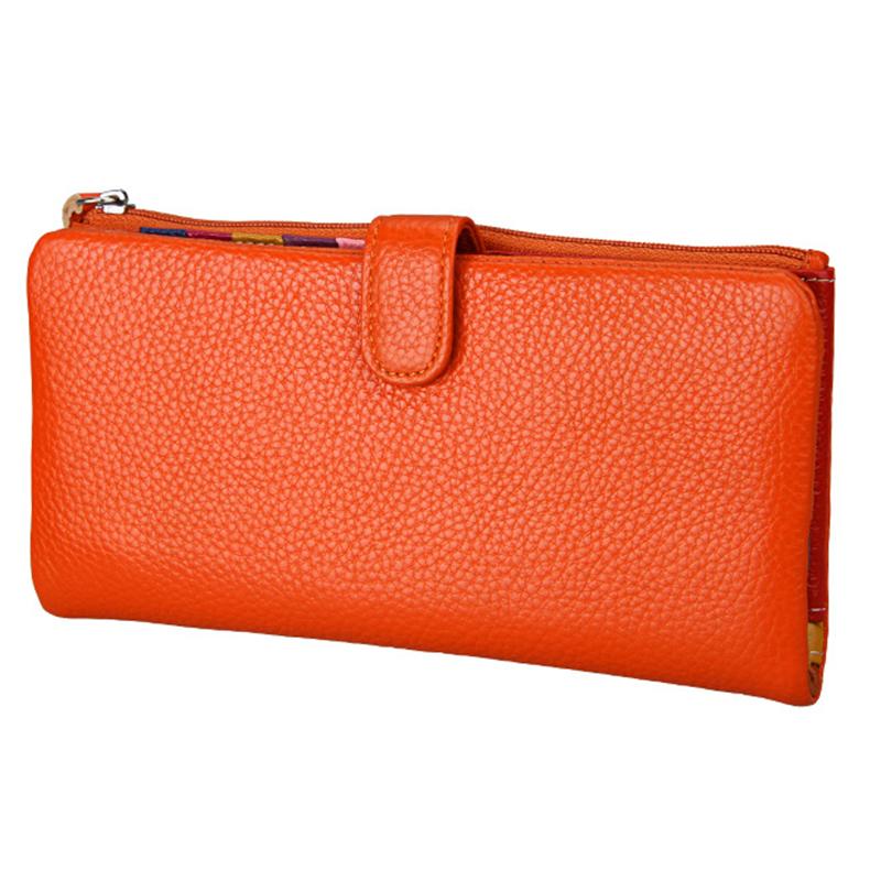 

Wallets Women Genuine Leather Wallet Clutch Bag Candy Color Real Ladies Multi-Card Slots Card Holder, Black