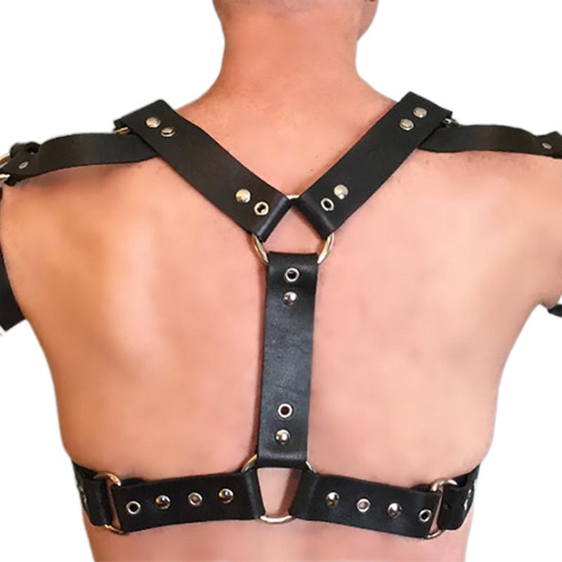 

Bras Sets Men's Fetish Leather Body Harness Chest Bondage Erotic Gay Gothic Adjustable Cage Sissy Rave Costumes Cosplay Tops, Style 3