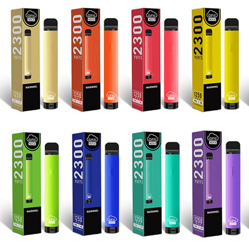 

Airis Nova Disposable Vape Device 2300Puffs 7ml Prefilled Pod Cartridge 1250mah Battery Vape Pen E-Cig with Visible Tank vs Puff Bar Max