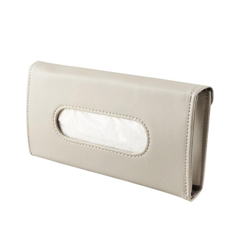 

Interior Decorations Car Tissue Holder Hanging Paper Towel Clip PU Leather Box Carton Sunshade Bag