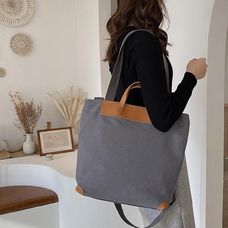 

2021 New Canvas Shoulder Messenger Bag Female Bag Japanese Portable Canvas Tote Handbags Women Bags, Black (letters)