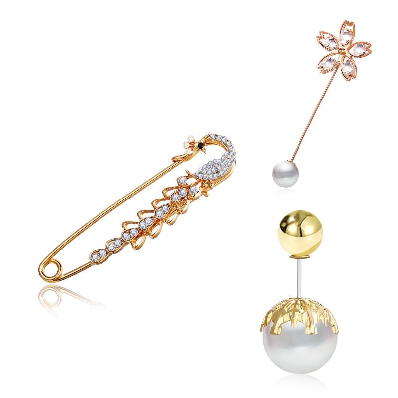 

Hair Accessories 3 Pieces Women Girls Imitation Pearl Crystal Brooch Collar Safety Pins Vintage Shirt Dress Cardigan Sweater Shawl Clips