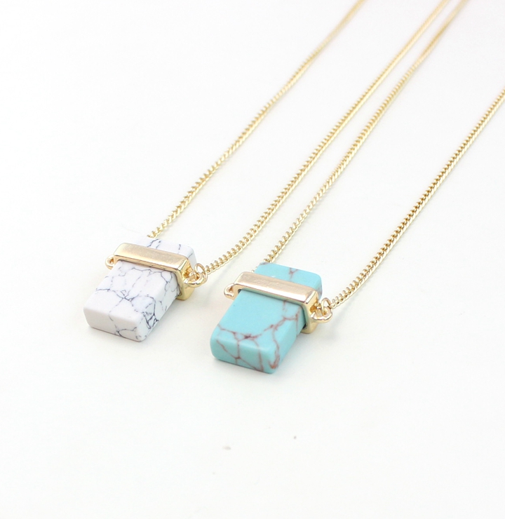 

Natural Stone Necklaces for Women Girls Rectangle Crystal Quartz Pendants Necklace Gemstone Jewelry Gift