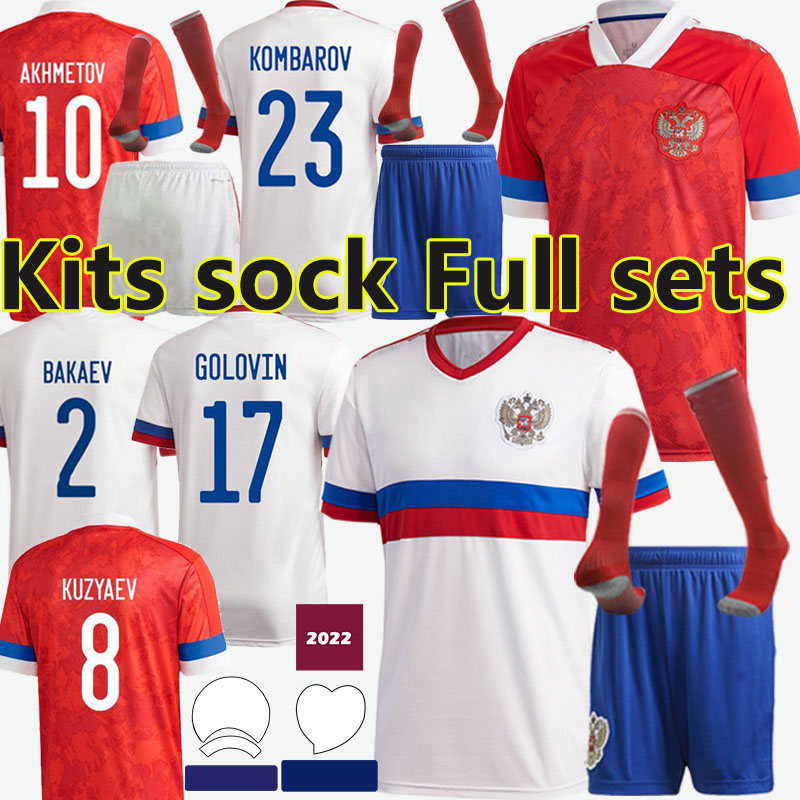 

2021 2022 Russia Soccer Jerseys Home Away 21/22 10 ARSHAVIN MIRANCHUK 18 ZHIRKOV EROKHIN 23 KOMBAROV SMOLOV Football Shirt men kids Kits sock Full sets uniforms, 21-22 away