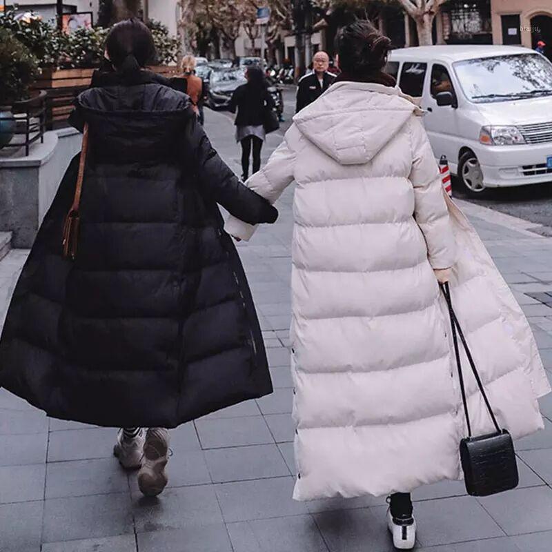 

Women' Down & Parkas Winter Female Long Jacket 2021 Coat Cotton Woman Parka Warmth Hooded Women, Black