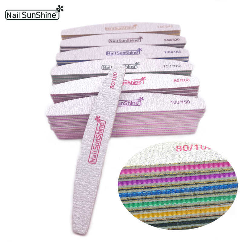 

50pcs Nail File Sunshine Strong Sandpaper Washable 80/100/150/180/240/320 Buffer Block For Manicure Emery Board Boat Files 210630