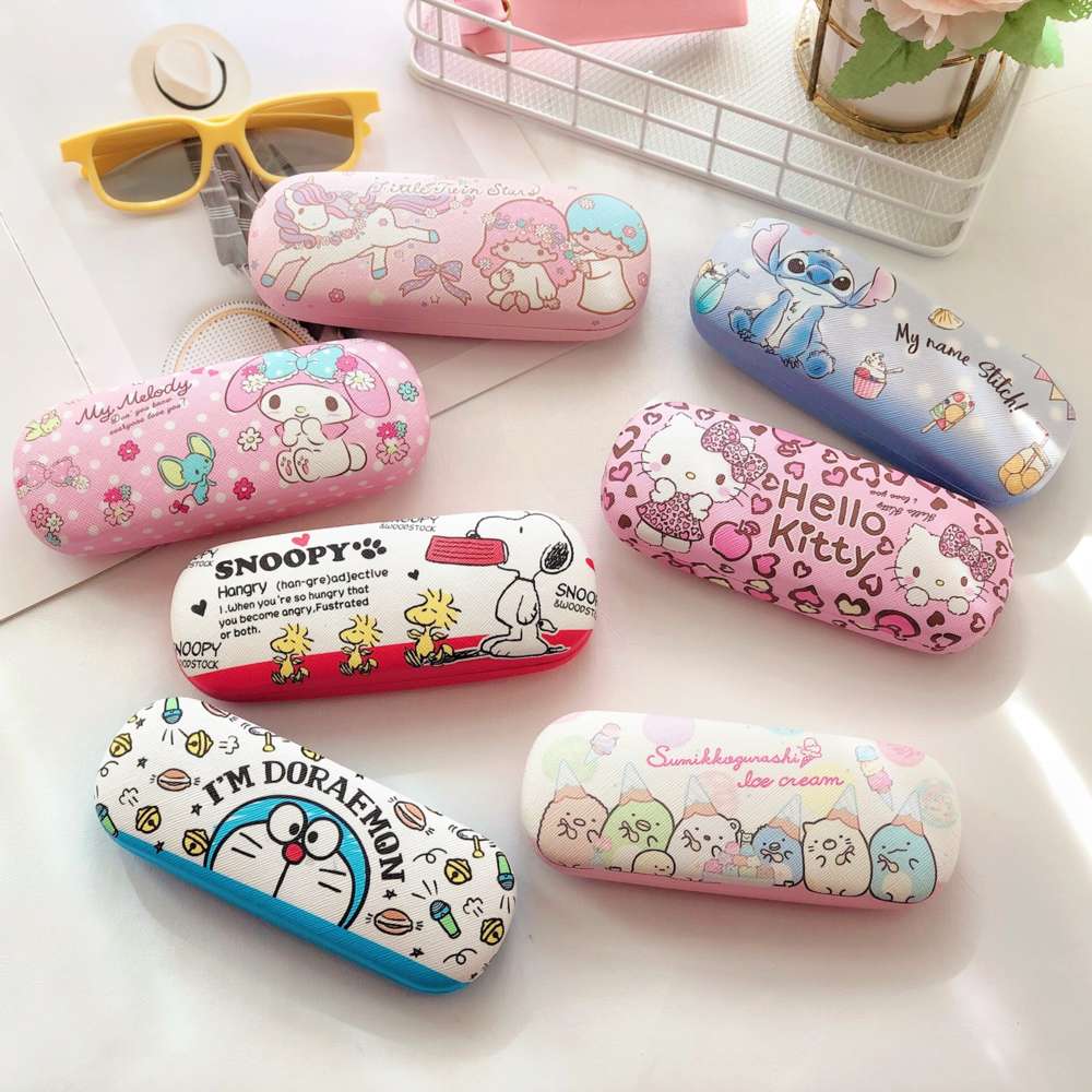 

New PU leather k * t cat myopia Snoopy storage Dingdang glasses case