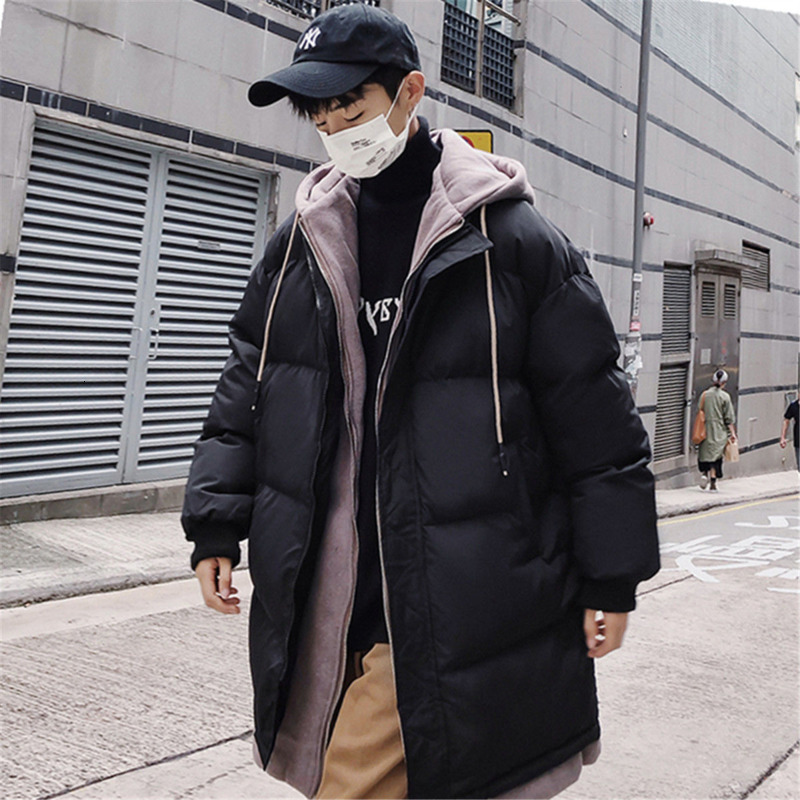 

2021 New Winter Thick Fake Two-piece Long Men's Parka Warm Fashion Casual Hooded Men Oversize Coat Mens Clothes Ttan, Gray