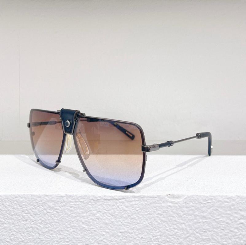 

Sunglasses Leather Buckle Design Men's SCHF05 Driving Mirror Metal Square Large Frame Gentleman Style Glasses Black/gold/Brown