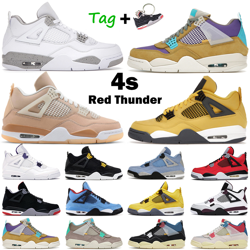 

Mens basketball shoes 4s jumpman 4 University Blue Black Cat Shimmer White Oreo yellow Sail men Sports sneakers