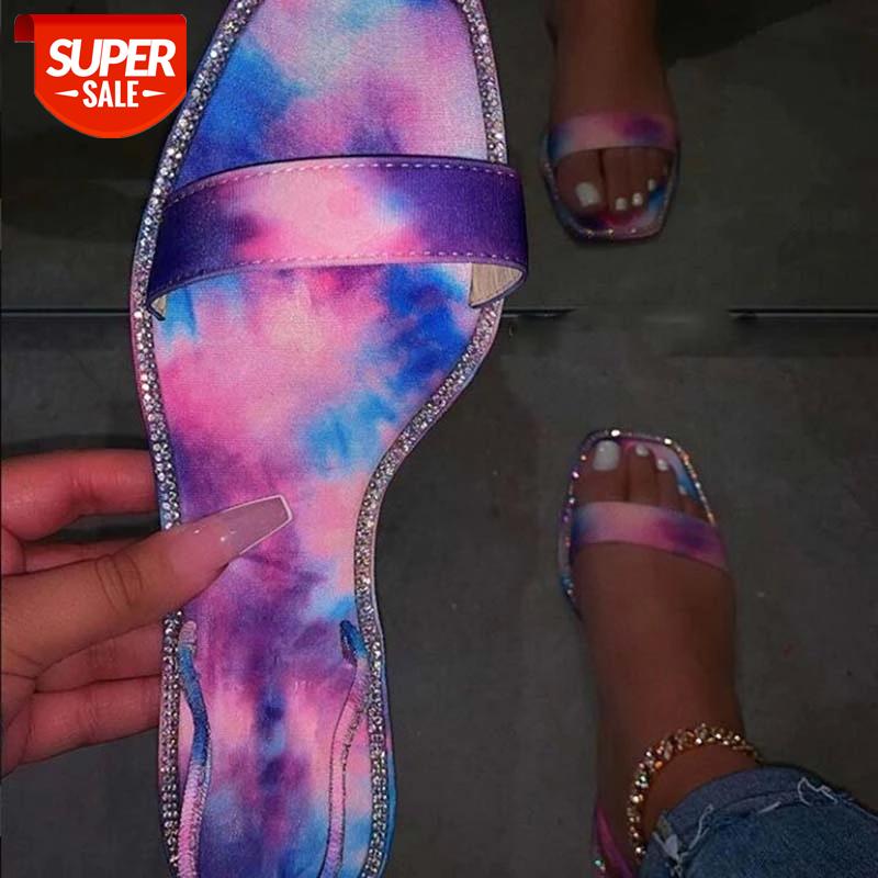 

2020 Women Flat Sandals Shoe Colorful Summer Women Shoes Handmade Rhinestone Sandals Shoes Shallow Mouth Beach Jelly Shoe #9O18, Black