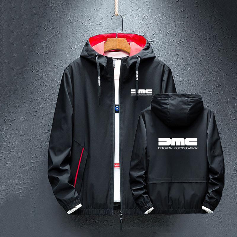 

Men's Hoodies & Sweatshirts 2021 Man's Autumn DMC DeLorean Windbreaker Rainproof Zipper Casual Splice Harajuku Jackets Coats Tops
