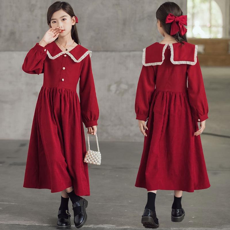 Girl's Dresses Girl Dress Kids Baby Party Evening Gown 2021 Long Warm Plus Velvet Thicken Winter Autumn Princess Cotton Children Clothing