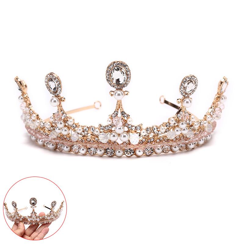 

Hair Clips & Barrettes Vinatge Luxury Bridal Accessories Black And Gray Crystal Crown Rhinestone Birthday Tiara Headband For Wedding, Golden;silver