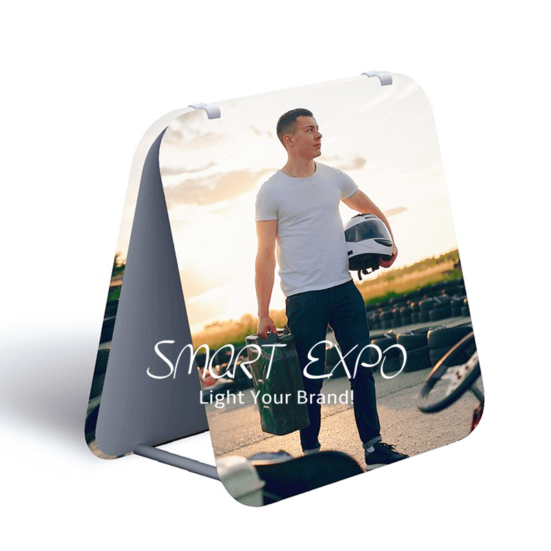 Outdoor Portable A Frame Advertising Display with Lightweight Aluminum Tubing Structure Vivid 2pcs Tension Fabric Printing Banners (100x100cm)-image-403674346