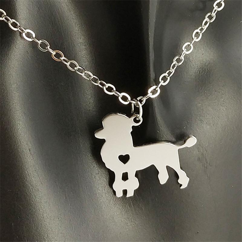 

Pendant Necklaces Trendy Poodle Necklace 304 Stainless Steel Silver Plated Heart Dog Memorial Jewellery Gift 12pcs/lot