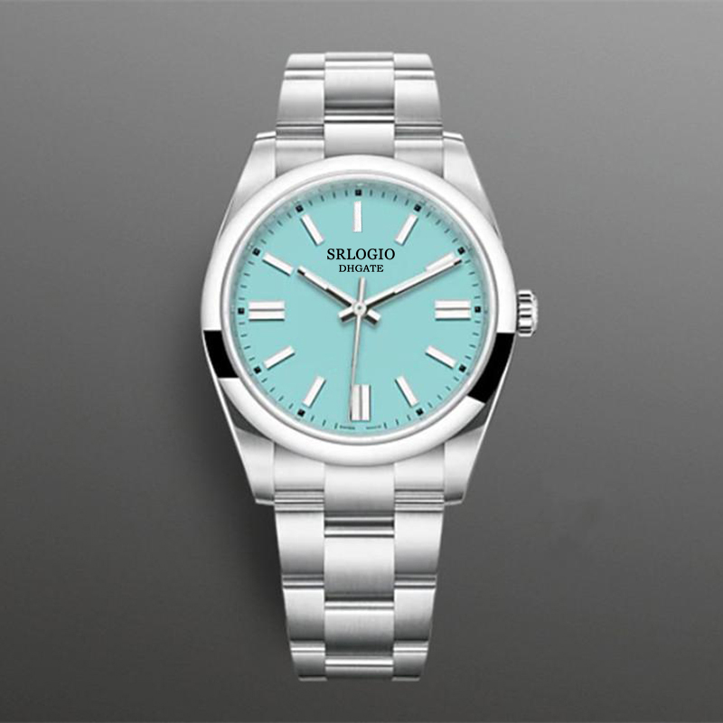 

mens watch automatic winding mechanical movement 41mm ice blue luminous 7 color optional fashion business watches montre de luxe men gifts, Slivery;brown