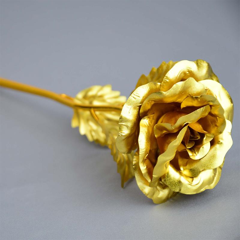 

2Pcs 24K Gold Rose Flowers Foil Shine Everlasting Fower Wedding Party Valentine's Day Gifts Artificial Flower Decorations, 14cm