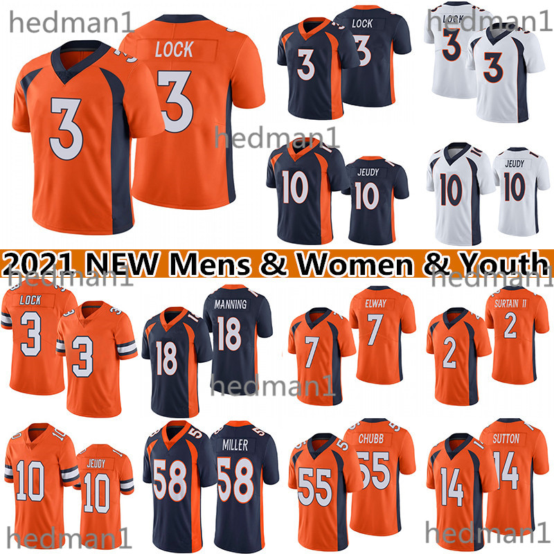 

Drew Lock 10 Jerry Jeudy 14 Courtland Sutton Jersey 7 John Elway Football 2 Patrick Surtain II 31 Justin Simmon Mens women youth Jerseys, Navy blue women