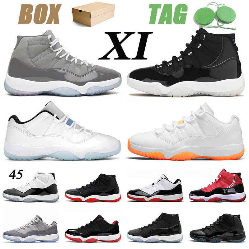 

2021 With Box Jumpman 11 25th Original Basketball Shoes Mens Womens Cool Grey 11s XI Concord High Space Jam Low Citrus Legend Blue Barons Bred Sport Sneakers Trainers, B citrus 36-47