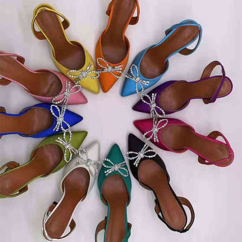 

slippers summer 2021 pointed high heel fashion bow wine glass sandals va7e, Black