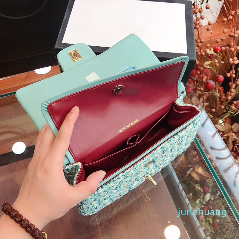 

Women Classic Double Flap Tweed Bags Multi Pochette Matelasse Chains Crossbody Shoulder Totes Luxury Designer Handbags, Red