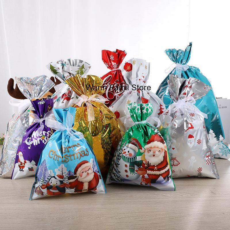 

Gift Wrap 10Pcs Christmas Bag Beam Packaging Candy Decoration Snowman Child