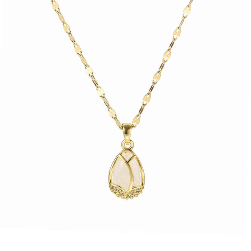 

Pendant Necklaces 2021Opal Necklace Trend Personality Tulip Clavicle Chain Neck Titanium Steel Wedding Gift Wholesale