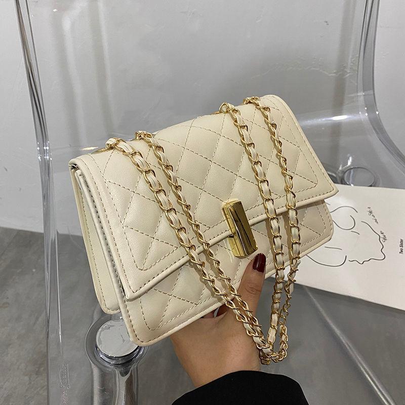 

Vintage Fashion Chain Small Diamond Flap 2021 New Women Bag Shoulder Crossbody Bags PU Leather Women's Handbags Purses, Women bag black