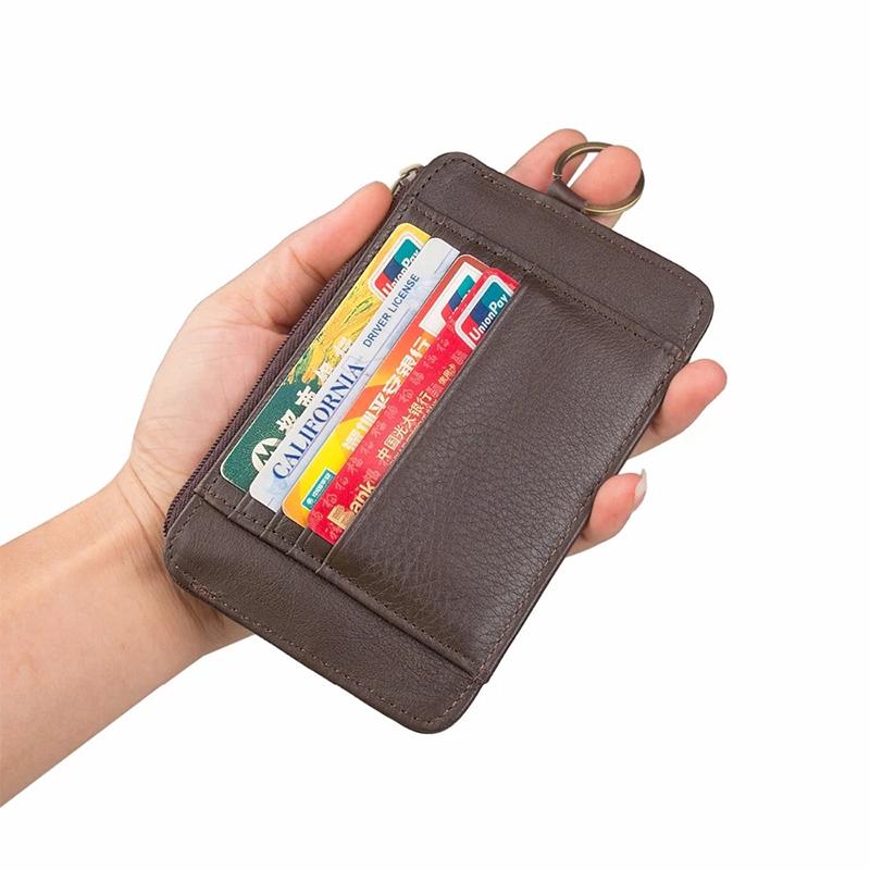 

Card Holders Luufan Genuine Cow Leather Holder Mini Coin Pocket With Key Ring For Unisex 8178C 2021 Design Fashion Style, Coffee