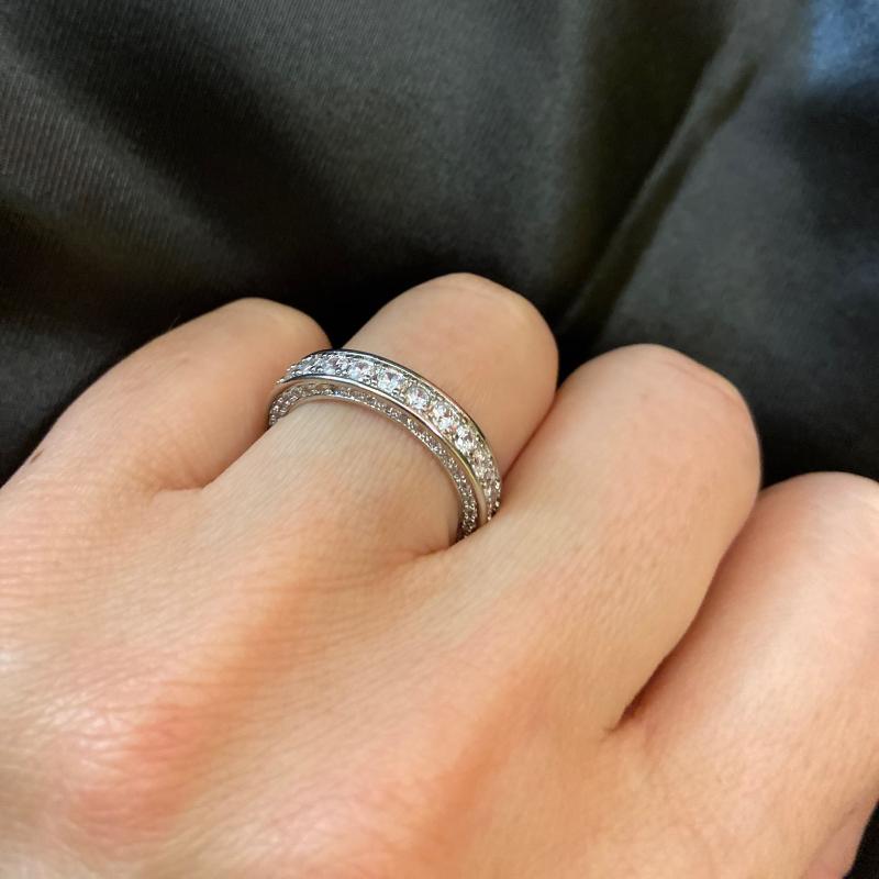 

Wedding Rings Engagement For Women Classic Full Paved Silver Color Finger Ring With Stone Female Accessories Jewelry Wholesale KCR201, Slivery;golden