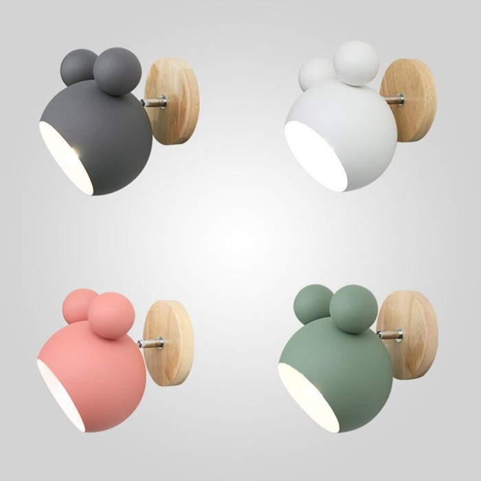 

Children's wall lamp, Nordic style, wooden, fluffy, cartoon, colorful, for kitchen, restaurant, macaroon, decorative bedside lights e27 BD2223